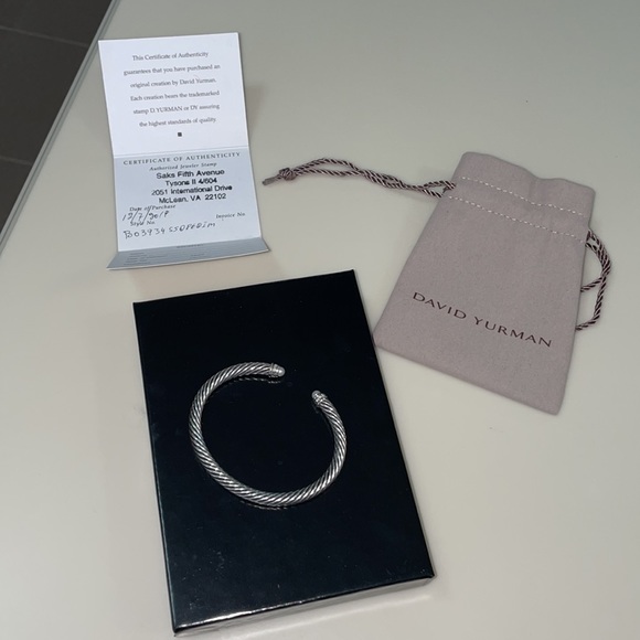 David Yurman Cable Collection Diamond and Pearl Bracelet 5MM (medium) - Picture 3 of 8